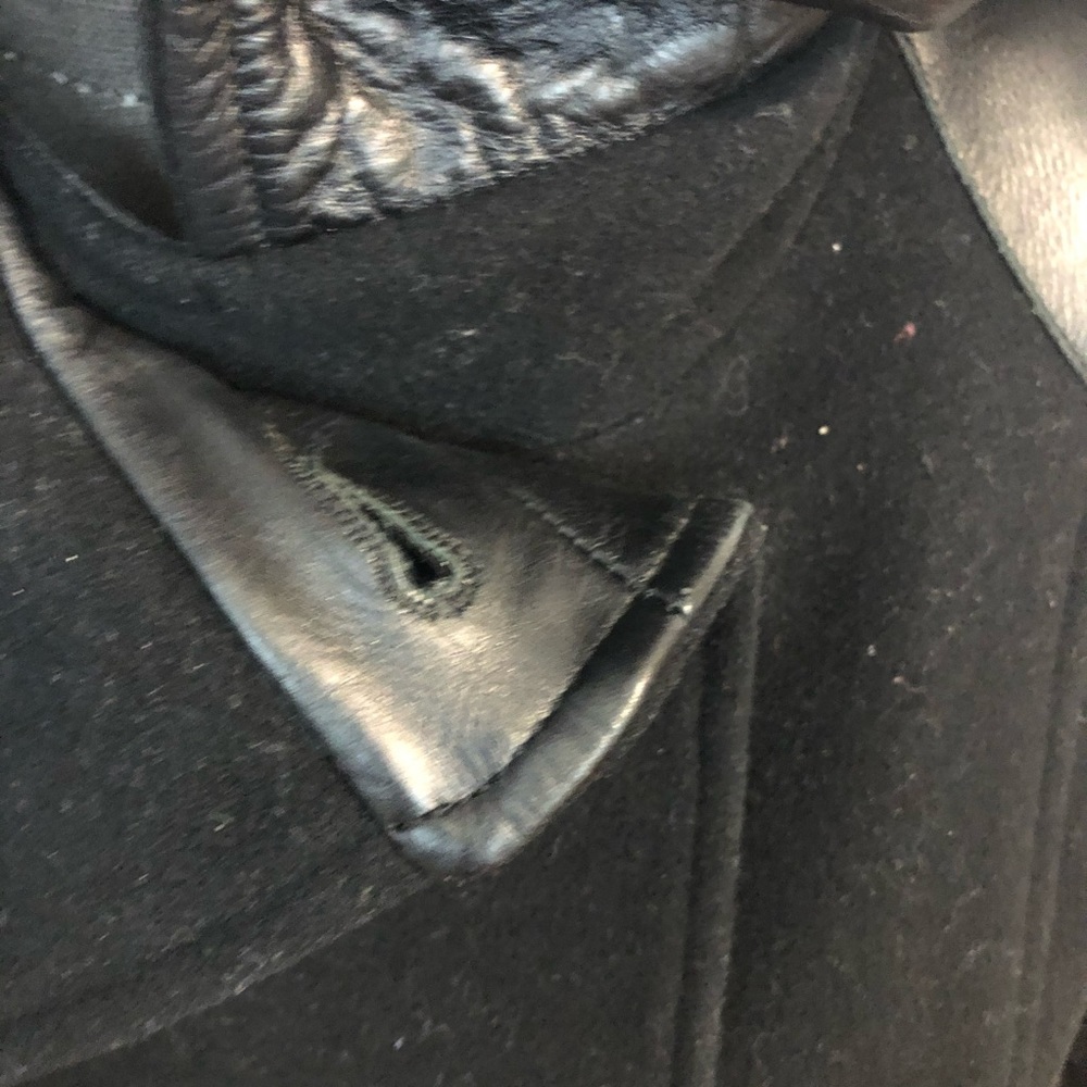 Mackage black wool, cashmere, and leather coat - Picture 3 of 9